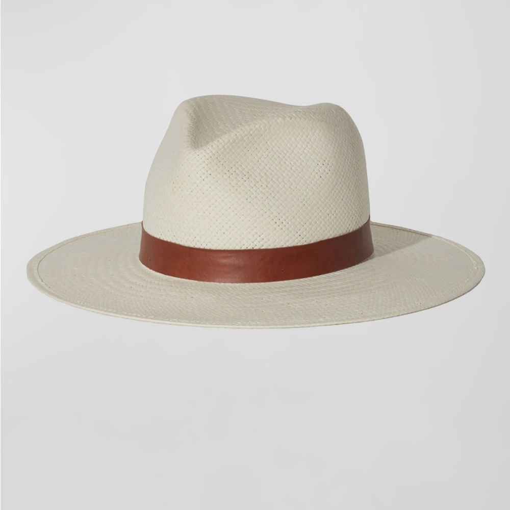 Janessa Leone Cream Fedora with Brown Band